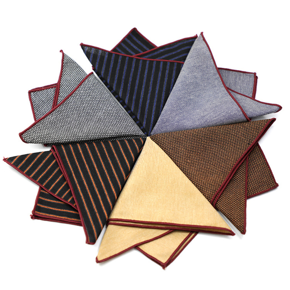 Men'S Grooming For Wedding - Solid Striped Brown Pocket Square 23CM