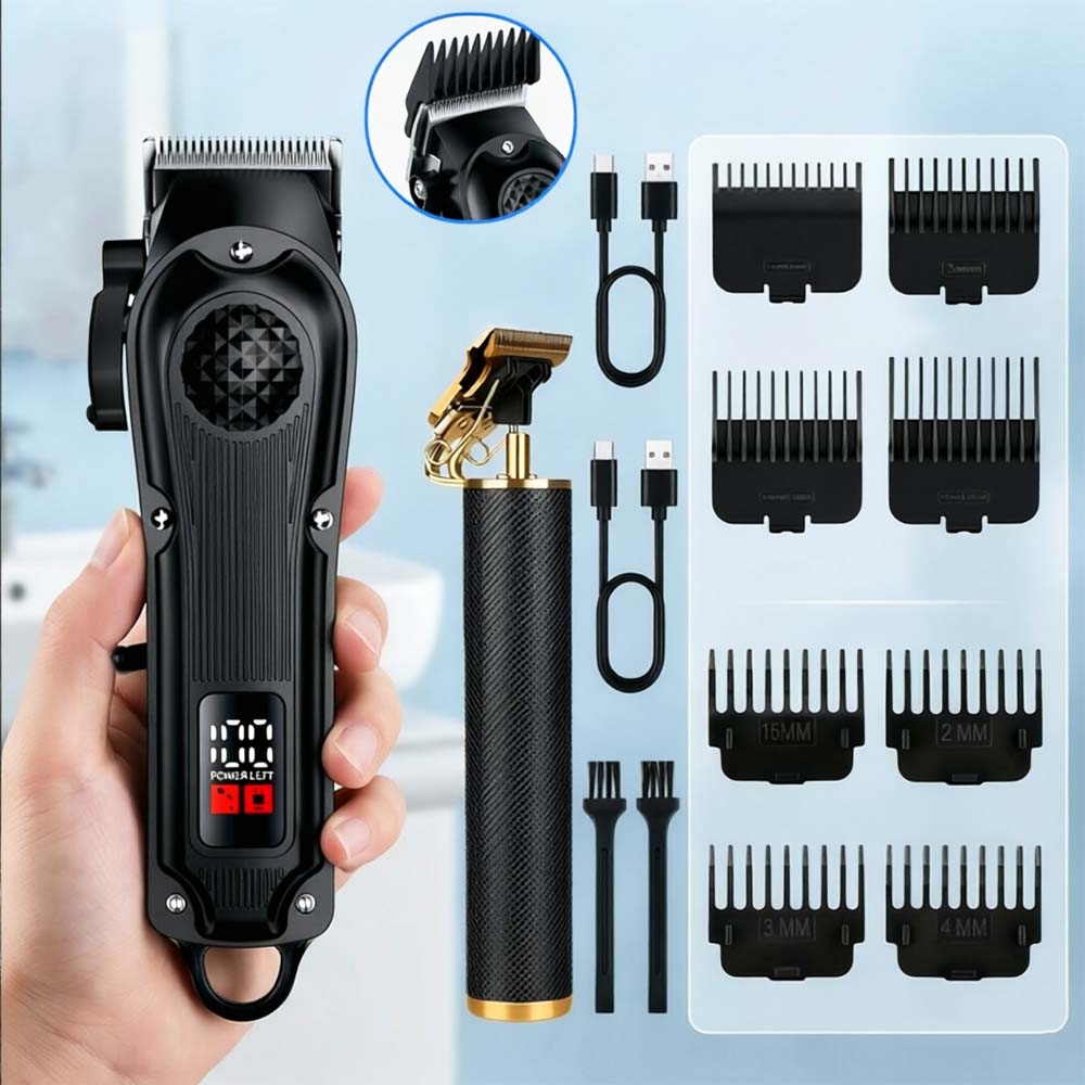 Men'S Grooming Set - Professional Hair Clippers with LED Display,