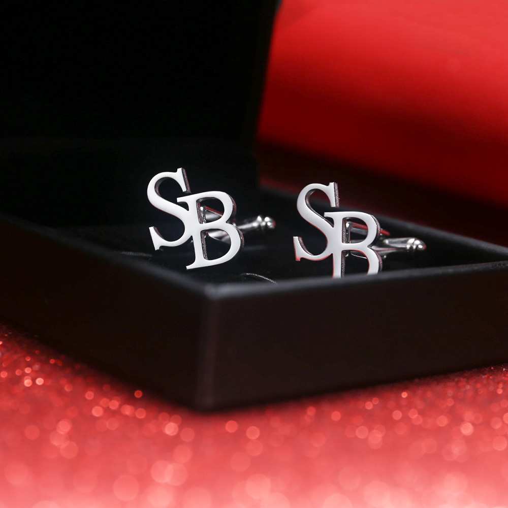 Men'S Grooming For Wedding - Tangula Custom Initials Cufflinks Stainless steel