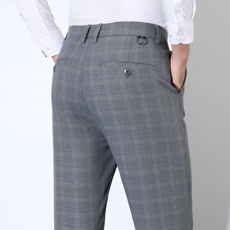 Men'S Grooming For Wedding - Cotton Plaid Striped Classic Suit Pants
