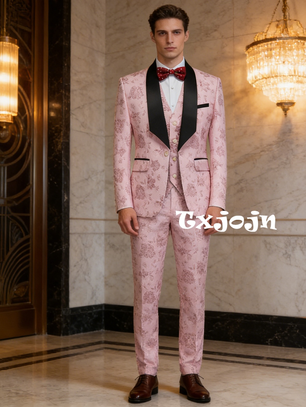 Mens Grooming On Sale - Luxurious Patterned Suit Set 3 Pieces
