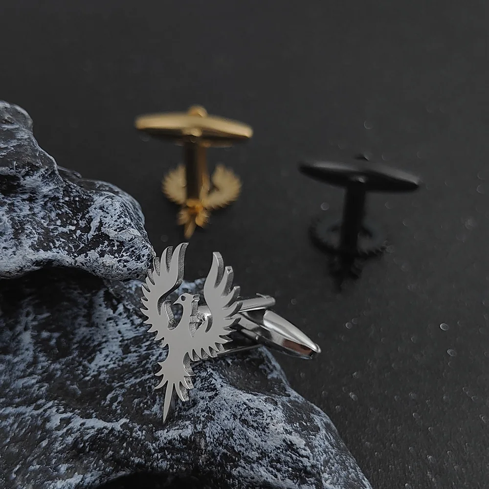 Men'S Grooming Wedding Day - Stainless Steel Men Cufflinks Vintage Phoenix
