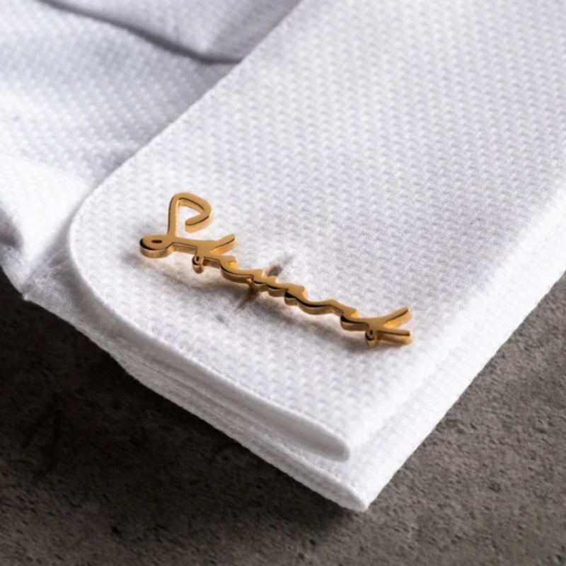Men'S Grooming For Wedding - Custom Name Cufflinks 18K Gold Plated