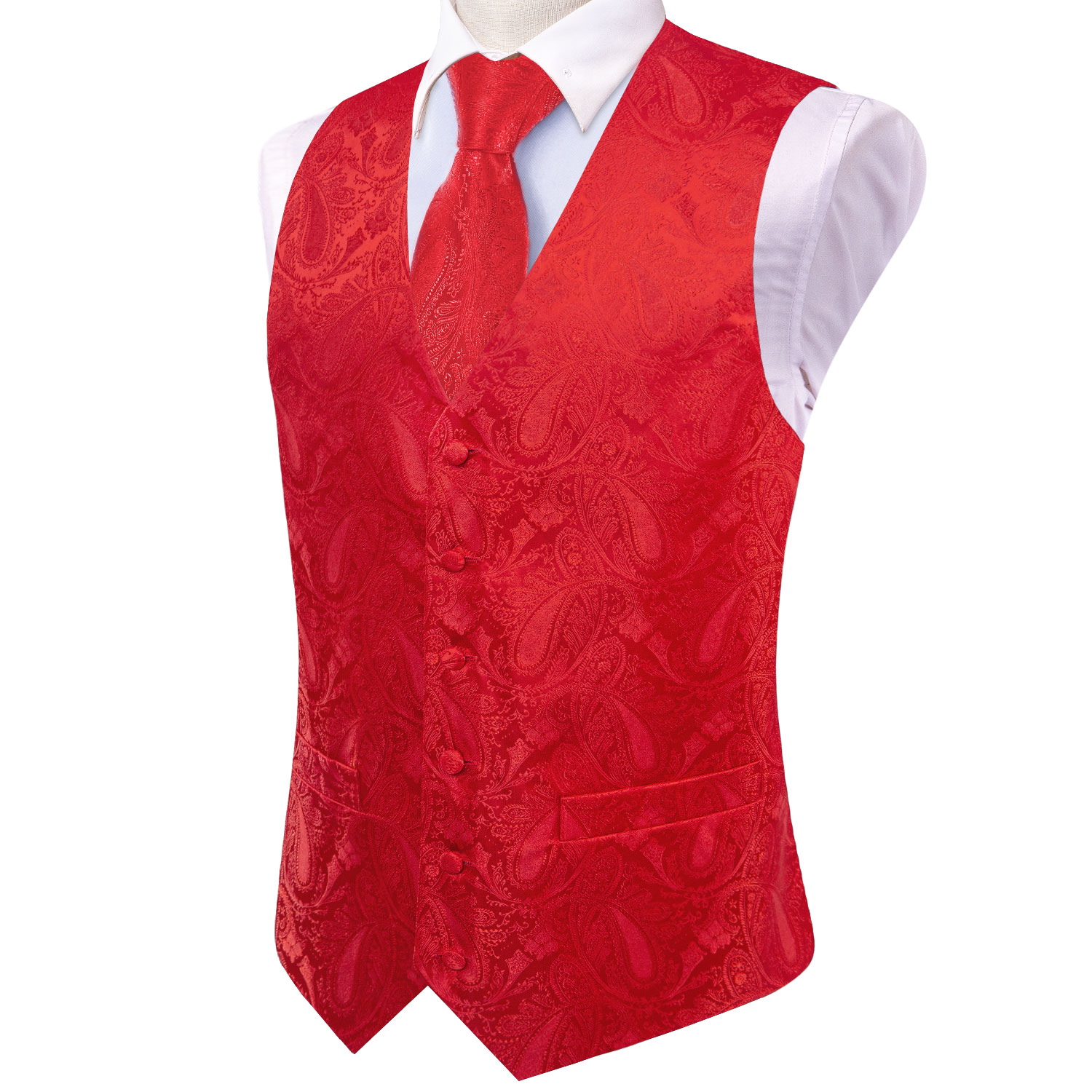Bright Red Paisley Jacquard Wa - огляд і ціна Mens Grooming Kit For Wedding