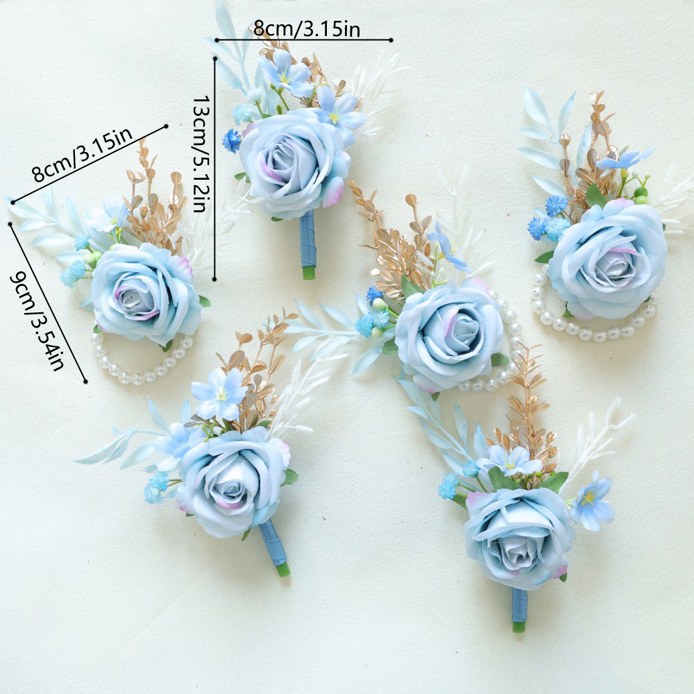 Blue Wrist Corsage and Boutonn - огляд і ціна Men'S Grooming For Wedding