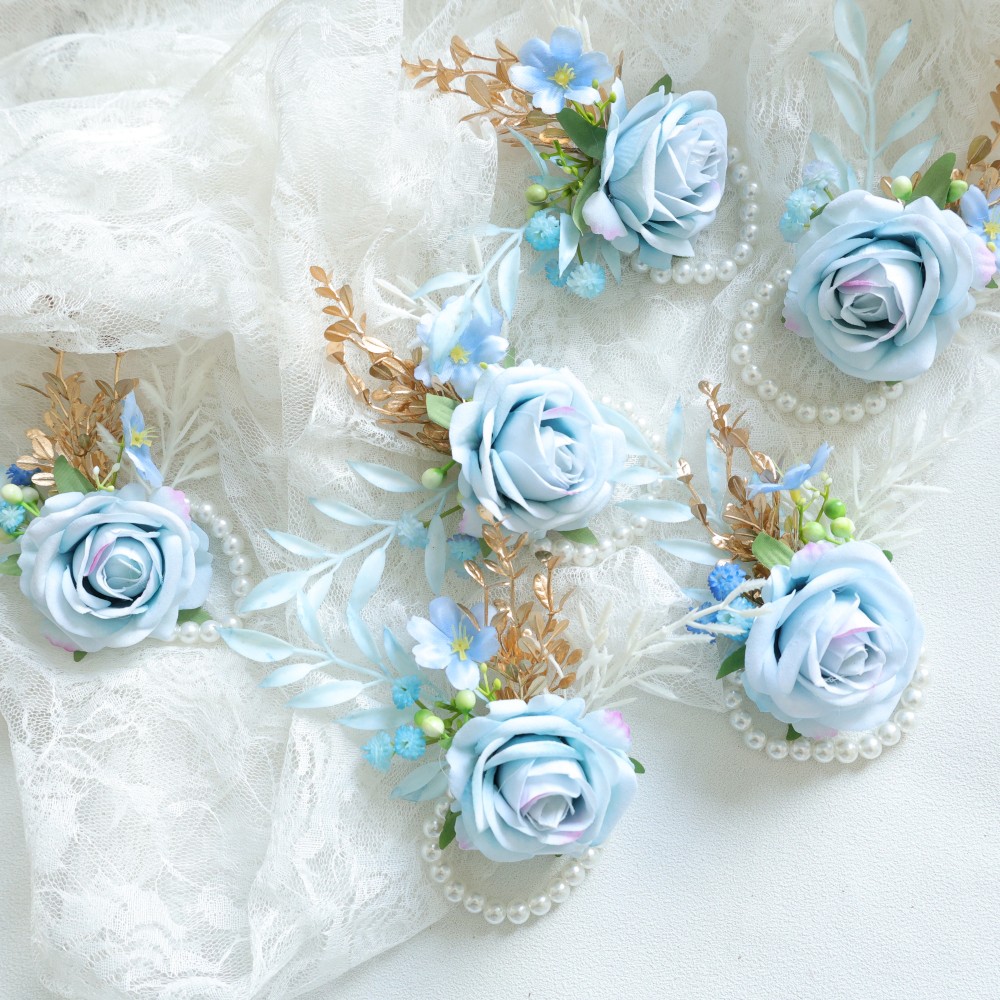 Blue Wrist Corsage and Boutonn - огляд і ціна Men'S Grooming For Wedding